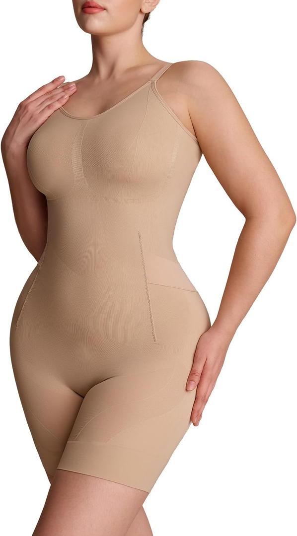 SheCurve Easyslide Bathroom- Friendly Seamless Shapewear Bodysuit, Tummy Control Back Support Sculpting Body Shaper For Women, Large
