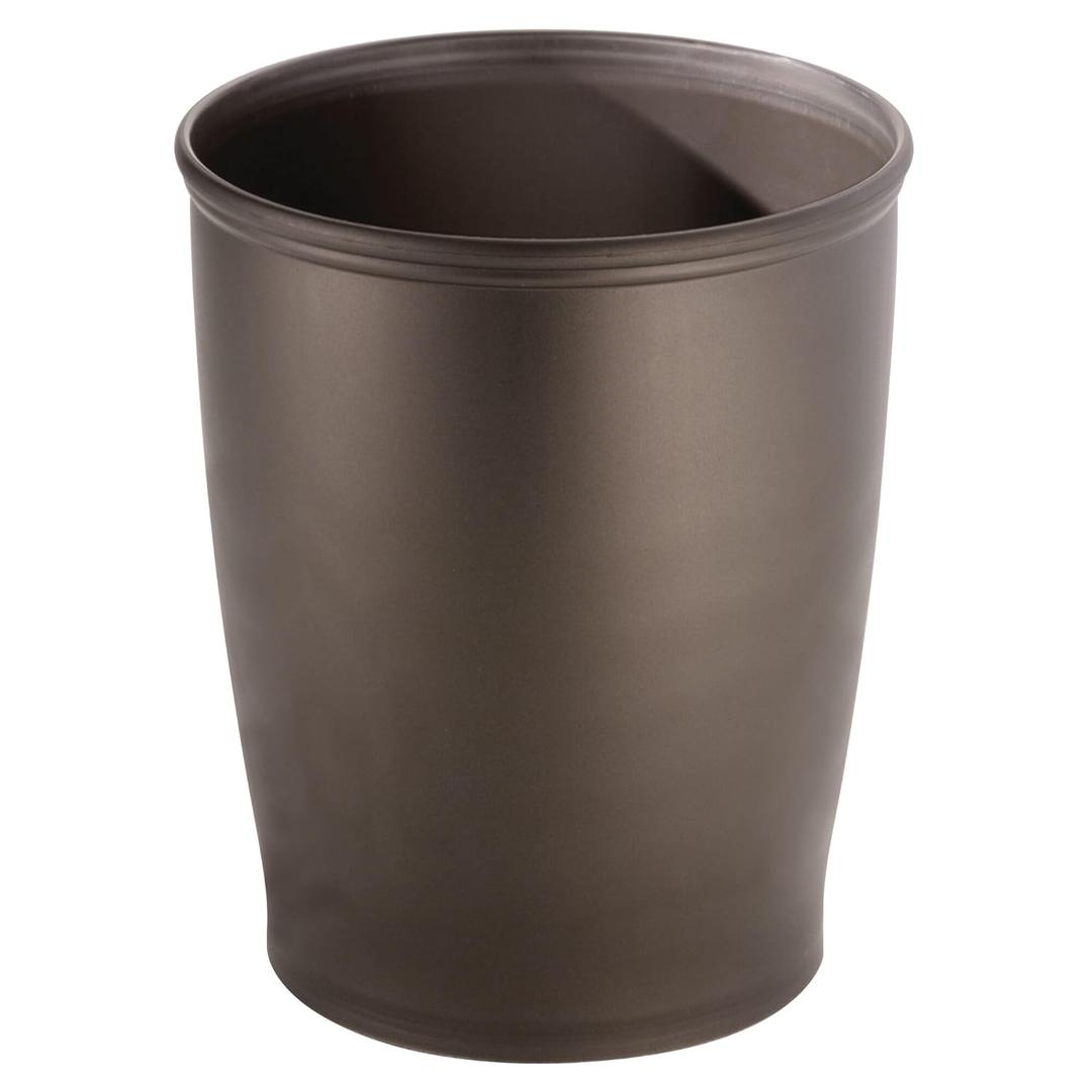 iDesign Round Plastic Waste Basket, The Kent Collection  8.35 x 8.35 x 10, Bronze