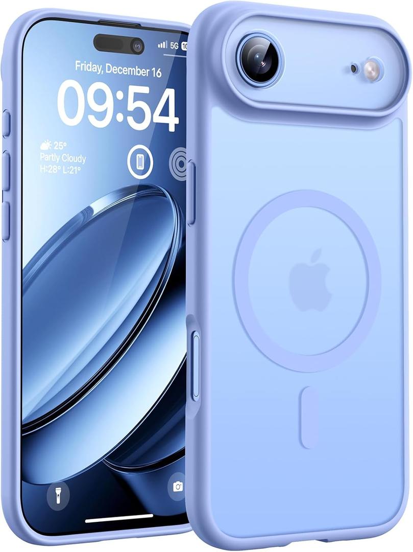 TOCOL for iPhone Air Case, Full Camera Protection, Built-in Magnetic Ring, Compatible with Magsafe Charger, Drop Protection, Translucent Matte Phone Case for iPhone 17 Air 6.5 inch (Light Blue)