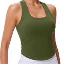 MAGCOMSEN Women's Crop Workout Tank Tops with Built in Bra Fitted Racerback Sleeveless Yoga Shirts Camisole (L)