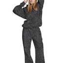 Ythomm Womens Leopard 2 Piece Sets Oversized Hoodies Straight Leg Sweatpants Sweatsuits Hooded Sweatshirt Lounge Fall Outfits, XL