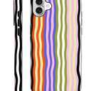 for iPhone 16 Plus Case,HL2 Five Wavy Stripes Hybrid 2 Layer Hard Shell Silicone Protective Pattern Design Case