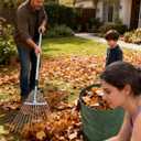 Garden Rake for Leaves with Telescoping Long Handle 33-63" & Adjustable Head 8-22" - Heavy Duty Metal Rake Kit with 16 Gallon Leaf Bag & Gloves, for Yard, Shrubs, Grass, Debris