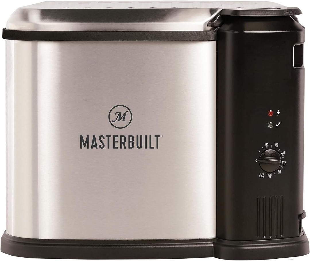 Masterbuilt 3-in-1 10 Liter XL Electric Turkey Fryer plus Boiler and Steamer Combination with Drain Basket and Breakaway Safety Cord in Stainless Steel