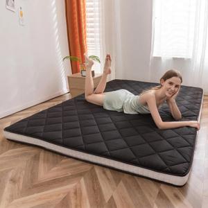 MAXYOYO Japanese Floor Futon Mattress Queen Size, Floor Mattress for Adults, Roll Up Folding Floor Mat, Diamond Patterned Japanese Futon, Black