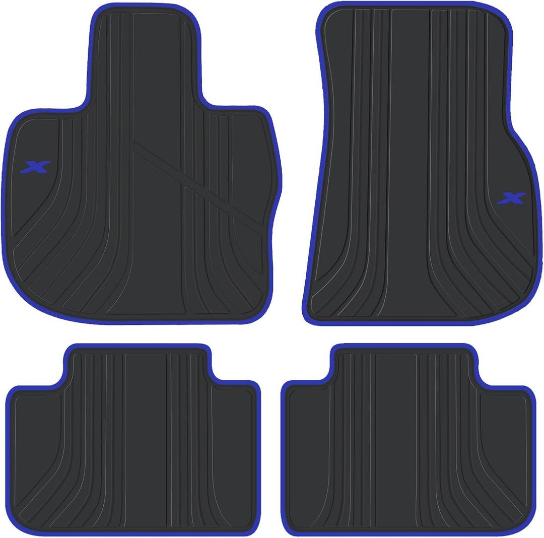 Car Floor Mat for BMW X3 G01 X4 G02 2018 2019 2020 2021 2022 2023 2024 Custom Fit Black Navy Blue Rubber Auto Floor Liners Set All Weather Protection Heavy Duty Odorless