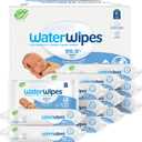 WaterWipes Plastic-Free Original Baby Wipes, 99.9% Water Based Wipes, Unscented & Hypoallergenic for Sensitive Skin, 60 Count (Pack of 12), Packaging May Vary