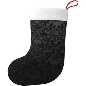 Gothic Wallpaper Skull Soft Plush Holiday Stockings, Traditional Bulk Christmas Stockings For Xmas Fireplace