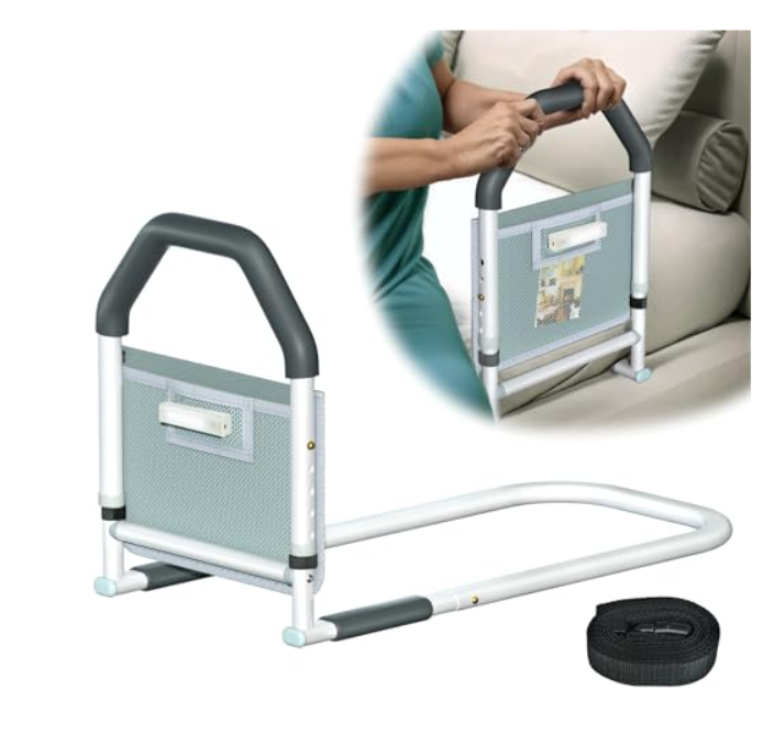 Bed Rails for Elderly Adults Safety - with Motion Light & Storage Pocket - Adjustable Bed Assist Rails for Seniors & Patients - Safety Bed Cane Fits Any Bed