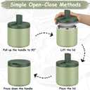 Pawtong 19oz Insulated Vacuum Food Jar with Buckle Lid Wide Mouth Soup Thermo for Hot Food Kids Leakproof Stainless Steel Lunch Container- Green-1Pack