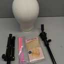 FUTAI 23 inches Canvas Mannequin Head with Tripod Stand Wig Cap T Pins Rat Tail Comb and Hairpins for Wig Making Practice Styling Training Display