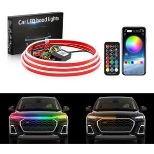 1797 LED Hood Light Strip RGB Dynamic Scan Start Up Car Exterior DRL Turn Signal Hoodbeam Kit Waterproof 71 Inches 12V