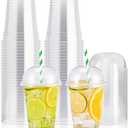 100 PACK 12 oz Clear Plastic Cups with Dome Lids, Disposable Dessert Parfait Cups for Ice Cream, Iced Cold Coffee Drinks, Cupcake, Fruit for Party