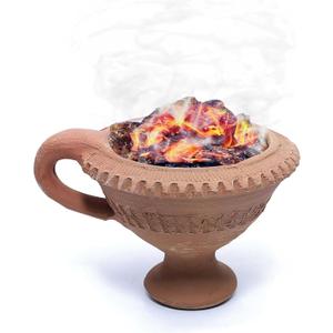 Handmade Earthen Clay Loban Burner Diya/Terracotta Decorative/Loban Burner Diya Natural Clay Diya/Dhoop Dan with Handle (4 Inch Size 100% Pure Mitti)