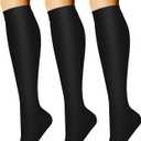 CHARMKING 3 Pairs Open Toe Compression Socks for Women & Men Circulation 15-20 mmHg is Best Support for All Day Wear (Large-X-Large, 01 Balck/Black/Black)