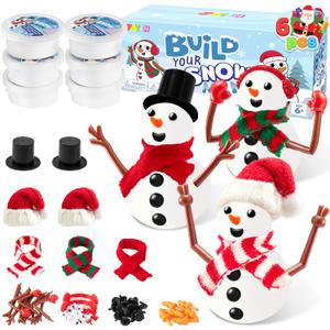 JOYIN Christmas 6 Packs Build a Snowman Craft Kit, Modeling Clay DIY Make a Snowman Kit