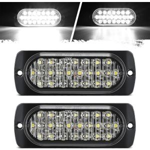Partsam 2Pcs 4.4" White 24 LED Trailer Side Marker Clearance Lights, Aluminum Housing Surface Mount Reverse/Backup/Running Lights for Motorcycle Trailer Truck Tractor RV, IP67 Waterproof