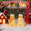 Hiawbon Gingerbread Man Figurines, Set of 2 Plastic Gingerbread Man Ornaments, Resin Gingerbread Decorations, Xmas Tabletop Decor for Christmas Decoration Gifts