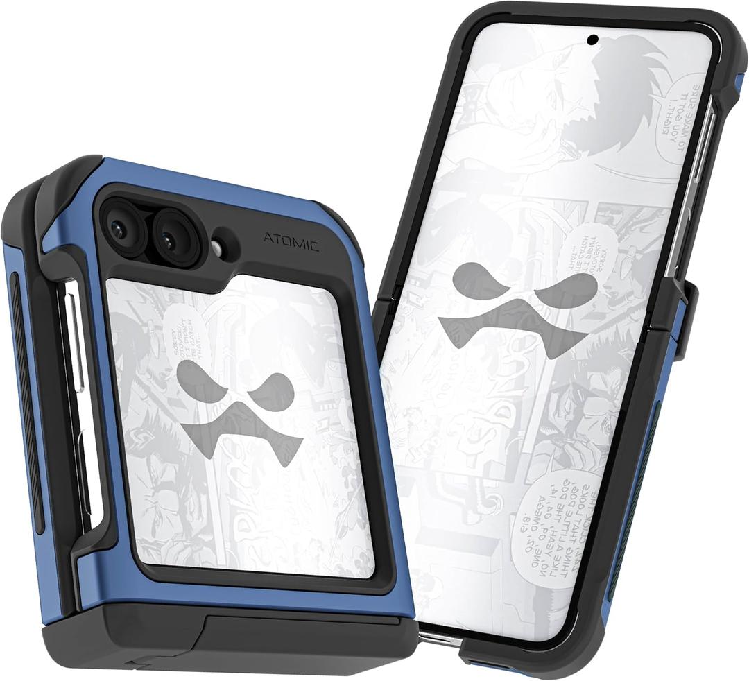 Ghostek Atomic Slim Galaxy Z Flip 6 case with Built-in Kickstand - Clear Back with Aluminum Metal Bumper, Protective Phone Case, Limited Edition Color for 2024 Samsung Z Flip 6 Case (6.7") (Blue)