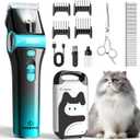 Cat Clippers for Grooming with 5-in-1 Blade, Cat Grooming Kit Cordless Rechargeable Hair Trimmer Detachable Stainless Steel Blade Pet Shaver for Small Kitty Paw Face Head Body
