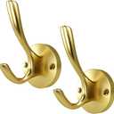 ZUONAI Towel Hooks for Bathrooms Silver Wall Hooks 2 Pack Brushed Nickel Coat Hooks Heavy Duty Towel Wall Hooks for Coats Robes Hats Bath Entryway Cubicle Kitchen Screw in Brushed Nickel Towel Hooks