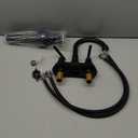 Bathroom Faucets for Sink 3 Hole, Hurran 4 inch Matte Black with Pop-up Drain and 2 Supply Hoses, Stainless Steel Lead-Free 2-Handle Centerset Faucet for Sink Vanity