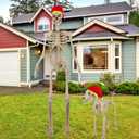 2 Pcs Giant 12 ft Skeleton Santa Hat 44 Inches Extra Large Adjustable Christmas Velvet Skeleton Costume Accessories (Red and Green)