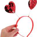 Love Hairband for Women Halloween Party Costume Valentines Day Heart Shaped Headband Red Sequin Hair Loop Party Accessory
