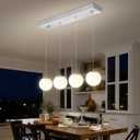 ykolupty Modern Kitchen Island Lighting Linear Chandeliers for Dining Room 4-Light Glass Globe Hanging Pendant Light Rectangular Chandeliers for Living Room Hallway Bedroom