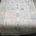 LIVEBOX Modern Oushak Bedroom Runner Rug, Boho Floral 2x6 Runners for Hallways 6ft, Non Slip Washable Soft Rug Kitchen, Ultra Thin Turkish Retro Carpet Runners for Bathroom Entryway, Blue