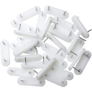 30Pcs Plastic Head Double Pins, White Furniture Chair Leg Feet Pads Glide Nails Bed Skirt Holding Pins for Slipcovers and Bedskirts