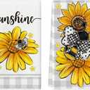 Artoid Mode Buffalo Plaid Sunflowers Bee Sunshine Spring Kitchen Towels Dish Towels, 18x26 Inch Farmhouse Summer Floral Decoration Hand Towels Set of 2 (Beige)