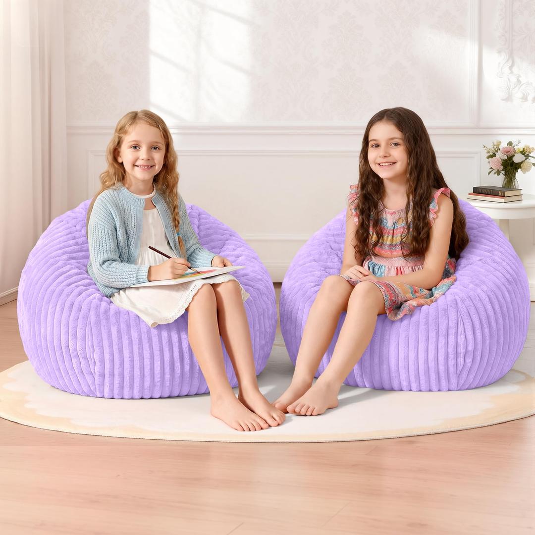 2Pcs of 2FT Bean Bag Chair, 2' Small Bean Bags with Memory Foam Filled