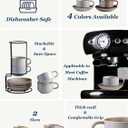 Gomakren 6 Ounce Cappuccino Cups with Saucers and Metal Stand, Stackable Coffee Cup Set of 4, Mothers Day Porcelain Espresso Cups for Coffee Drinks, Cappuccino, Latte, Americano, Tea, Gray