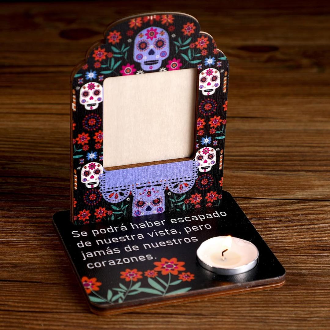 Tioncy Dia De Los Muertos Altar Decorations Day of The Dead Mini Picture Frames Candle Wooden Alter Skull Tabletop Kit Mini Ofrenda Halloween Diwali Decoration