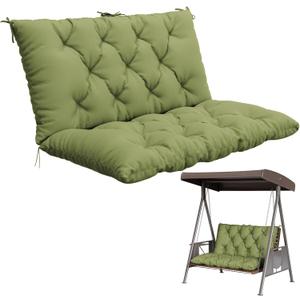 Porch Swing Cushion with Backrest,Waterproof Bench Cushion for Outdoor Furniture,2-3 Seater Replacement Thickened 5 in swing cushion,with Ties,Patio,Outdoor,Backyard and Garden (Light Green,40x40 in)