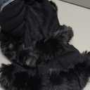 Elegant Faux Fox Fur Collar Knitted Cardigan Shawl Bride Wedding Party Shawl Cloak Coat (Black)