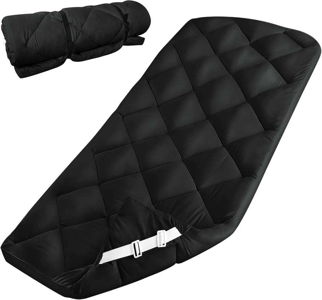 Cot Mattress Pad (Improved Thickness) Quilted Cot Pads for Camping, Sleeping Mattress Topper 30" X 75" for Camp/Rv Bunk/Narrow Twin Beds (Black)