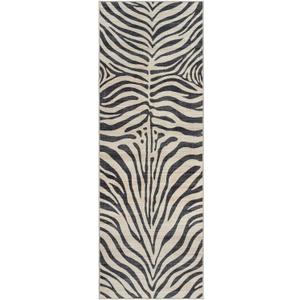 Gertmenian Indoor Boho Rug - 2x6 Runner, Non Slip, Super Strong, Ideal for High Traffic Areas in Entryway, Bedroom, Kitchen - Zebra, Black, White, 28533