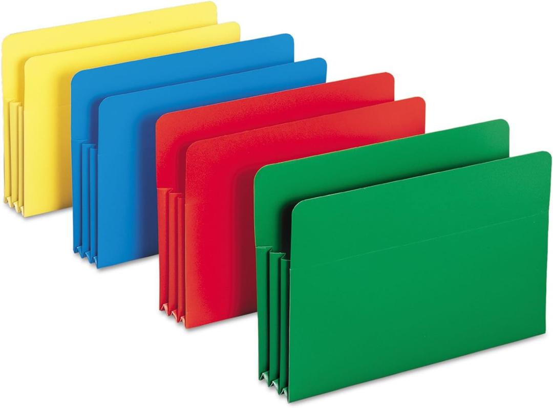 Smead 73550 Exp File Pockets Straight Tab Poly Legal Assorted 4/Box