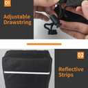 Electric Tongue Jack Cover for RV, Trailer, Camper, 900D Heavy Duty Waterproof Oxford Cloth with Reflective Strips, 14.8"H x 5.5"W x 10"D, Black