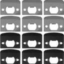 12 Pcs Round Corner Extended Lip Strike, Door Strike Plate, Stainless Steel Strikes Plate with Screws, Black Deadbolt Covers & Door Reinforcement Kit for Interior & Exterior Doors