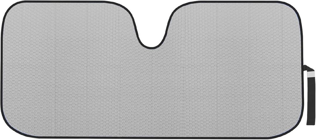 Motor Trend Gray Accordion Folding Car Windshield Sun Shade - Blackout Sun Visor for Car Windshield - Foldable Jumbo Sunshade and Front Window Truck Sun Screen for UV Sun Protection - 66 x 27