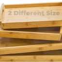 Peohud 4 Pack Bamboo Serving Trays with Handles, Rectangular Kitchen Food Tray for Eating, Dinner Trays for Eating on Couch, Wood Serving Platter for Breakfast, Tea, Bar, Restaurant, Party or Bed