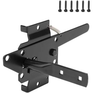 Post Mount Heavy Duty Self Locking Gate Latch for Wooden Fence, Automatic Gravity Lever Spring Fence Latches Gate Lock Gate Hardware for Outdoor/Garden/Vinyl/Wood Fence/Metal Gate,Black Finish