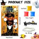 Halloween Bean Bag Toss Game Banner, Happy Halloween Pumpkin Ghost Party Game Set with Bean Bags for Kids Family Fall Fun Throwing Game Party Favors Backdrop Decoration Supplies Indoor Outdoor (76 x 135cm)