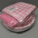 200 PCS Pink Checkered Tableware Disposable Pink And White Checkered Party Supplies Dinnerware Set Plaid Plates Outdoor Supplies Girls Barbecue Picnic Birthday Party Decoration Serve 50 guest