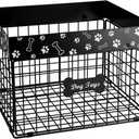 Geyecete Large Dog Toy Organizer - Chew-Proof Wire Folding Basket - Dog Toy Box - Black