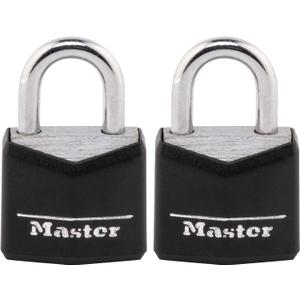 Master Lock 121T Padlock, Covered Aluminum Lock, 3/4 in. W, Black, 1-Pack, 2-Count