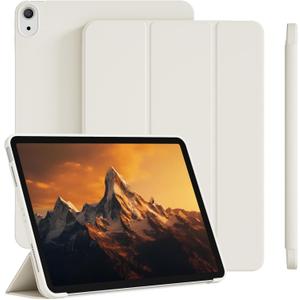 Case for New iPad Air 11 M4 2026, Air 11 Inch M3 2025/M2 2024, Air 5th/4th Generation 10.9 Inch Without Pencil Holder, Slim Trifold Stand Cover, Soft Back Shell, Auto Wake/Sleep, Cream White